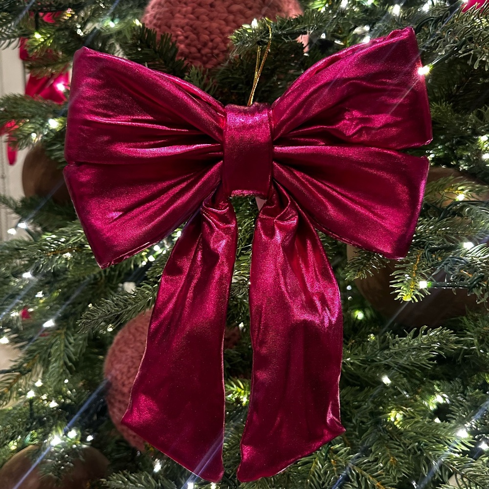 Target wondershop metallic pink small bow clip Christmas tree decoration…